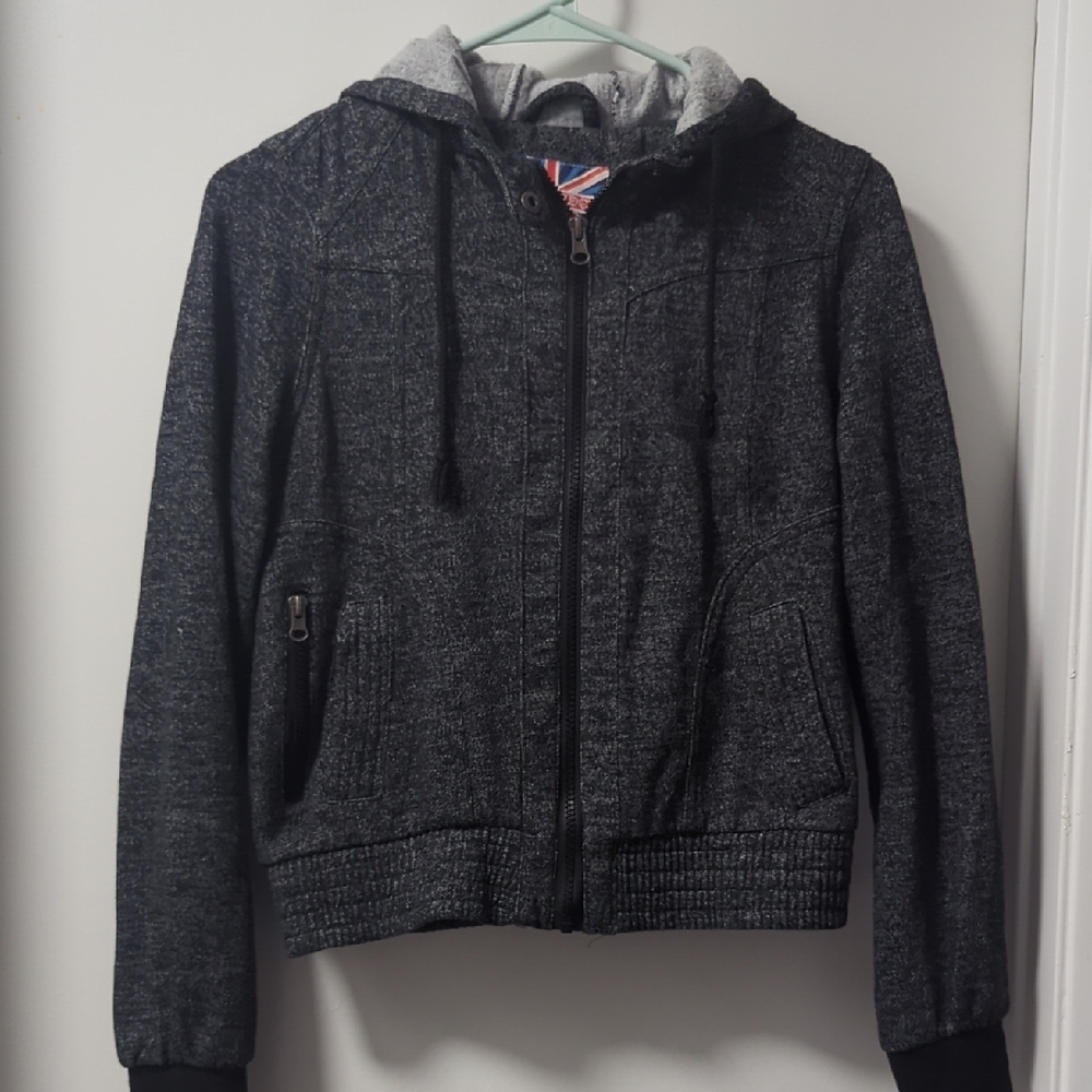 Miss London Black and Gray Women's Jacket